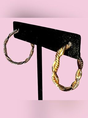 Vintage Faux Gold twisted Hoop earrings